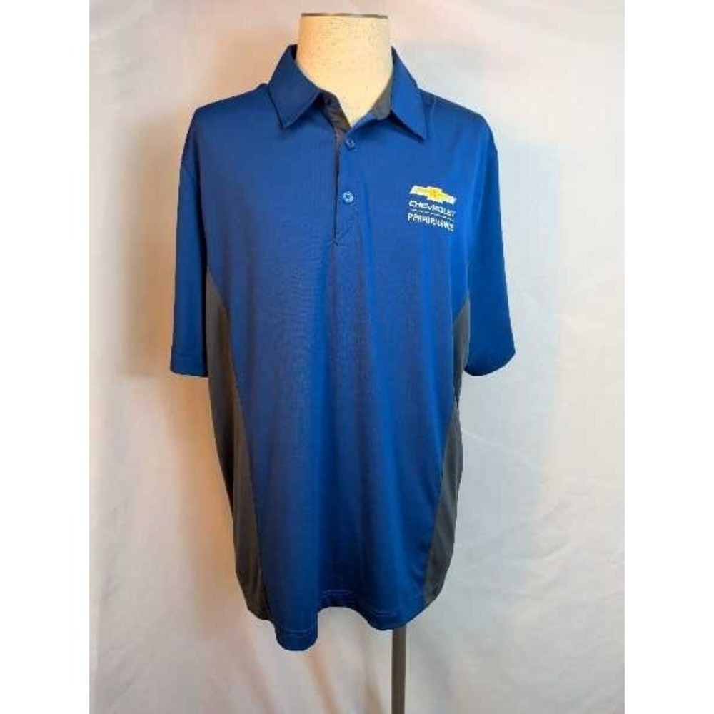 Chevrolet Performance Polo Shirt Blue Gray Mens Sz XXL